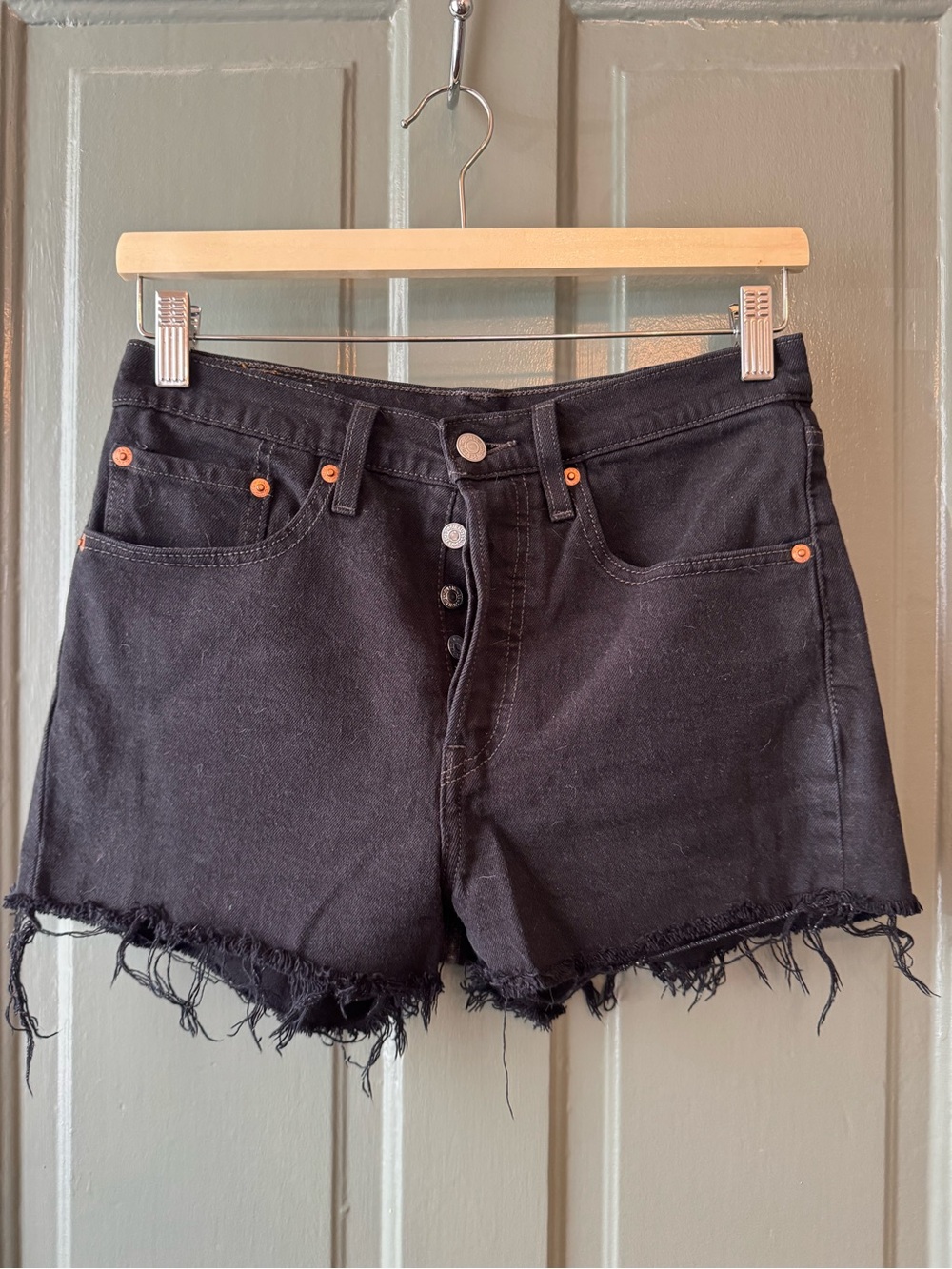 Levi’s Button Fly 501 Women's Black Cutoff Denim Shorts